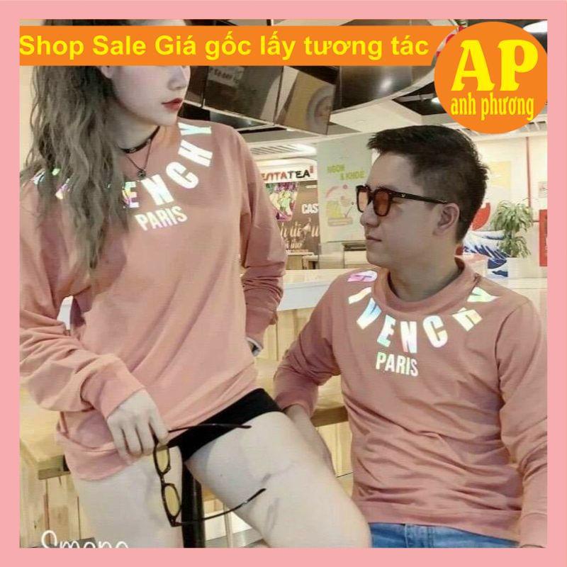Áo phông phản quang pari in cổ❤ Sweater Gi ven ty tay dài Unisex  nam nữ tay lỡ Oversize form rộng 3 màu UNISEX