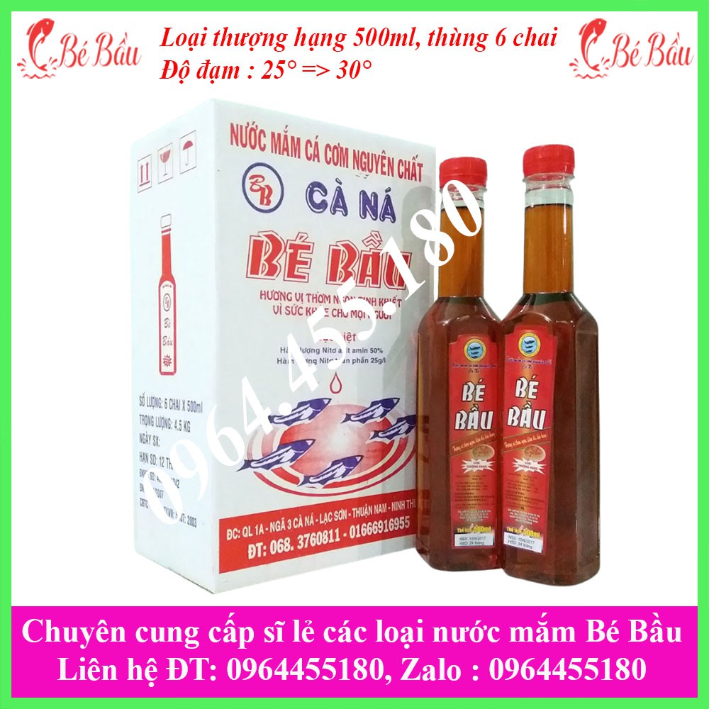 Giá sĩ nước mắm bé bầu  thượng hạng, chai nhựa 500ml