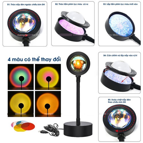 Đèn hoàng hôn BENZ Sunset 4in1 chụp hình sống ảo, quay video Tiktok 4màu/16màu cho hiệu ứng ánh sáng đẹp có remote