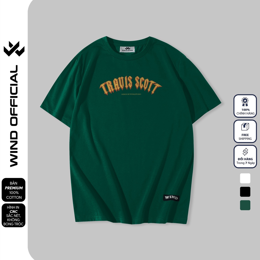 Áo thun tay lỡ unisex WIND phông form rộng 65% TRAVIS thời trang nam nữ oversize