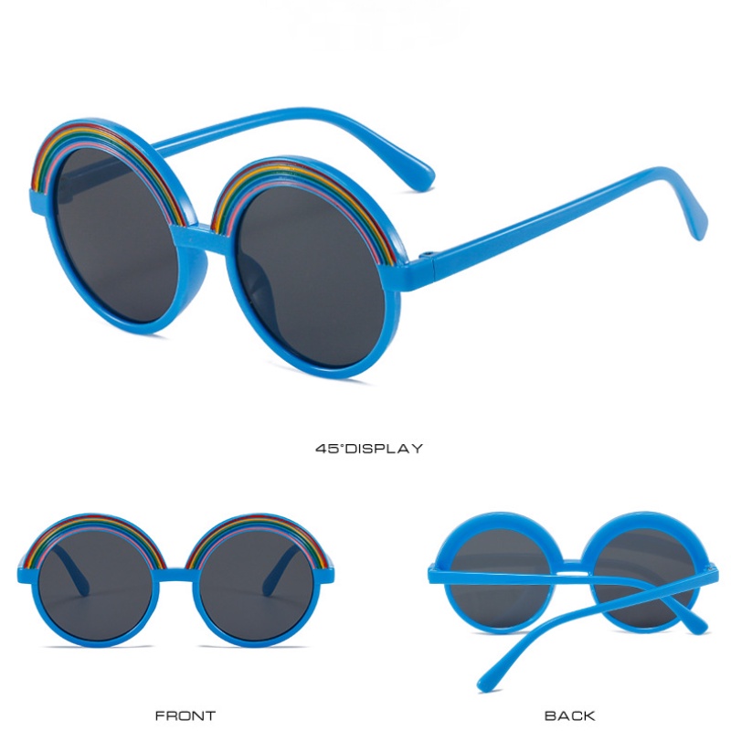 Kính Mát Tròng Tròn Chống Tia UV Hình Cầu Vồng Dễ Thương Cho Bé