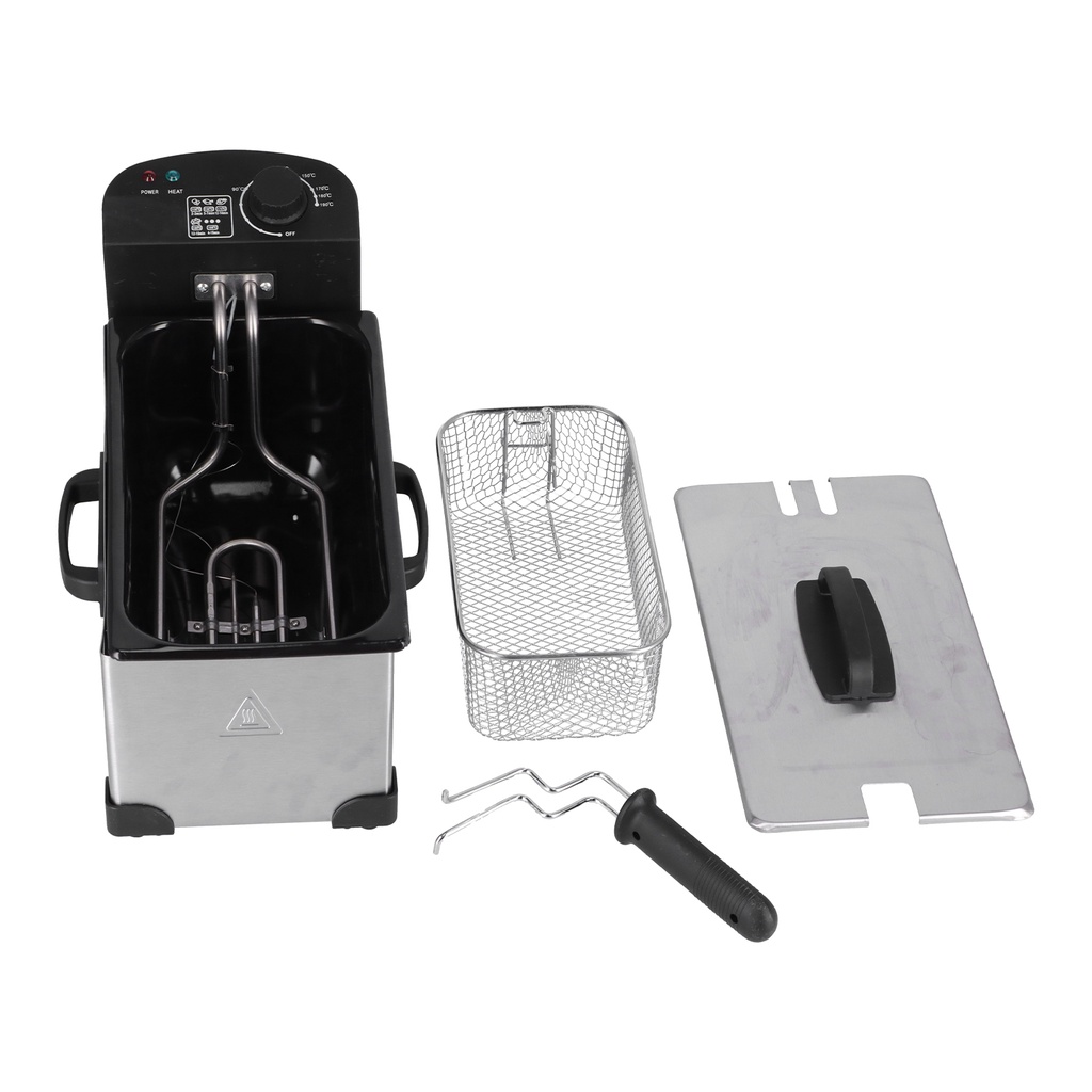 Có thể bán buôn Nồi chiên sâu điện 3L 2000W Thép không gỉ thương mại Máy khoai tây kiểu Pháp 0‑190 ℃ EU Cắm 220V Virgina056 Hàng giao ngay