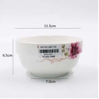Set 10 Bát Cơm Sứ Ngấn Hoa Văn