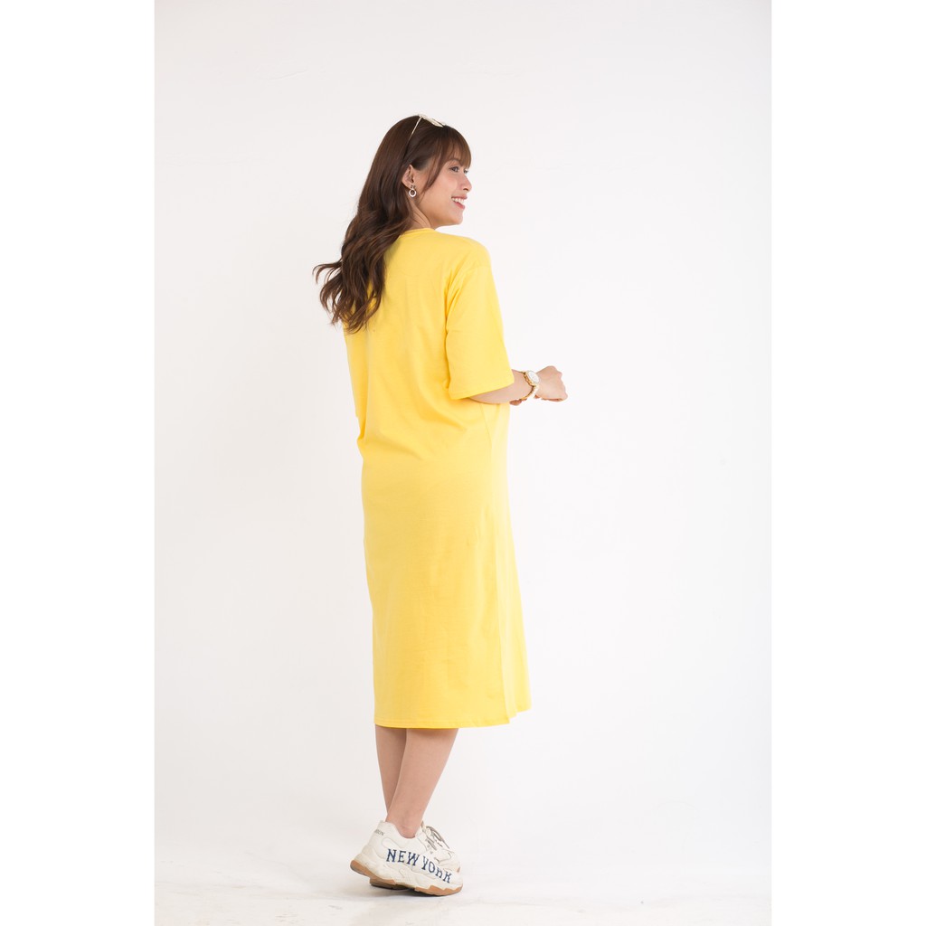 [BST MÙA HÈ] Váy bầu dáng dài kiểu hàn quốc chất cotton màu vàng