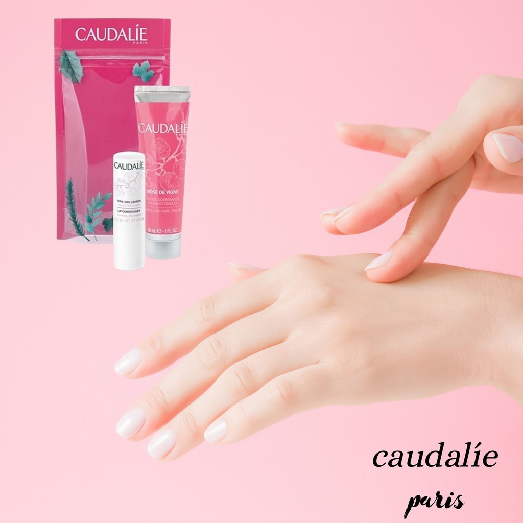 Set son dưỡng môi và kem tay Caudalie Ouibeaute