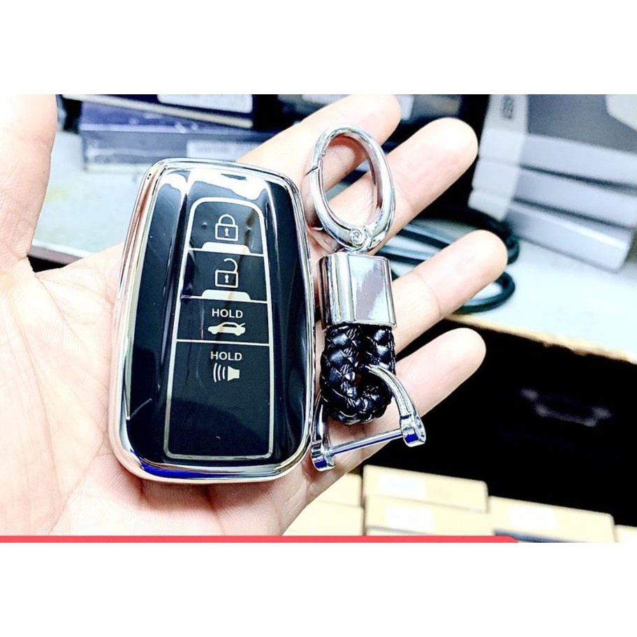 Ốp Chìa Khóa Silicoll tráng gương CAMRY 2019 2020 2021 - kèm móc đeo chìa chìa 4 nút