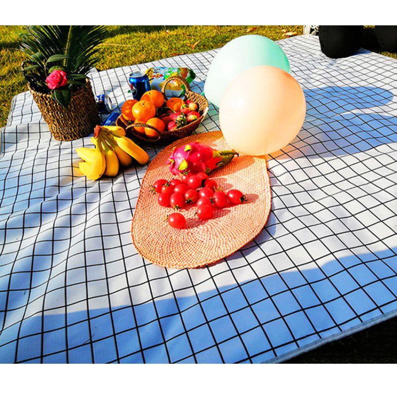 Khăn tấm trải du lịch chụp ảnh picnic, trải bàn ăn kẻ caro bằng nhựa PVC chống thấm nước gấp gọn tiện dụng sport