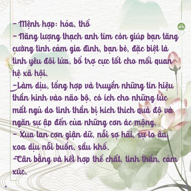 VÒNG TAY LU THỐNG ĐÁ THẠCH ANH TÍM