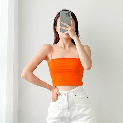 Áo croptop hai dây HEYBEE chất thun mềm mát, nhiều màu - BASIC STRAP BANDEAU HAT05