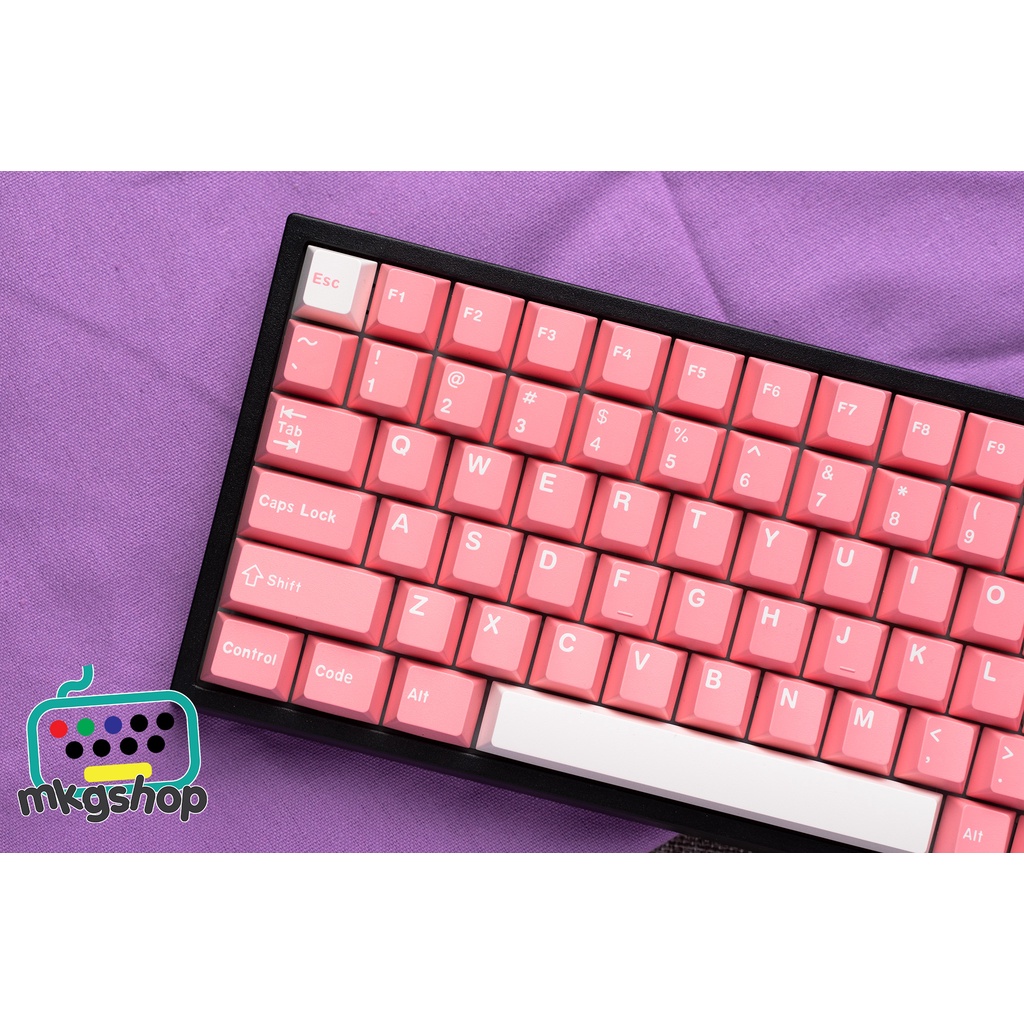 Keycap Peach Blossom nhựa PBT in doubleshot, 173 nút bàn phím cơ màu hồng cực đẹp, cherry profile