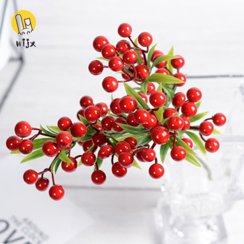 WiJx❤❤❤Summer Korean Ivy Red Berry Berries Bush Bouquet Christmas Vine Holly Xmas Festive Fern Home Office @VN