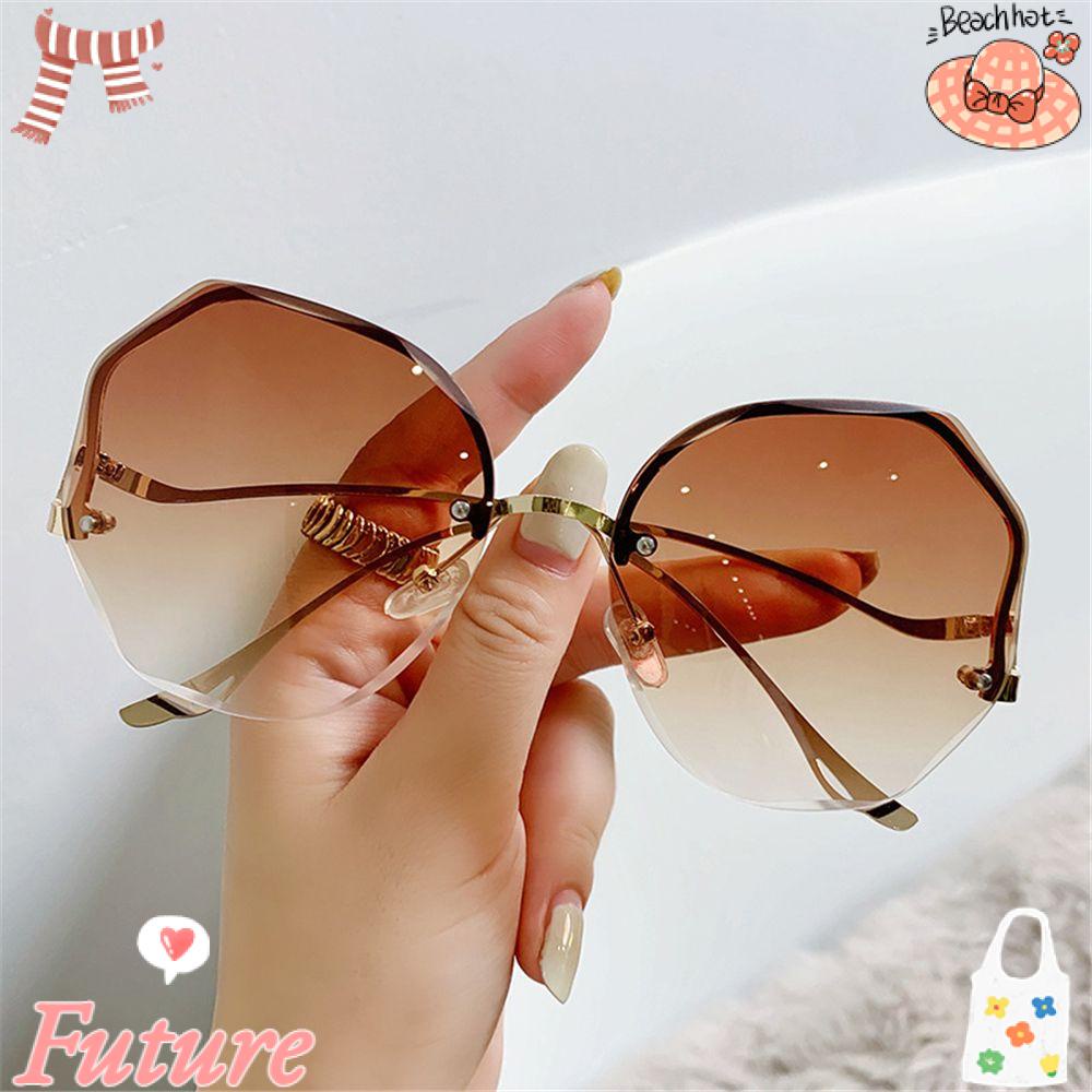 Kính Mát Thời Trang Khung Cong Bằng Kim Loại Màu Gradient 2021