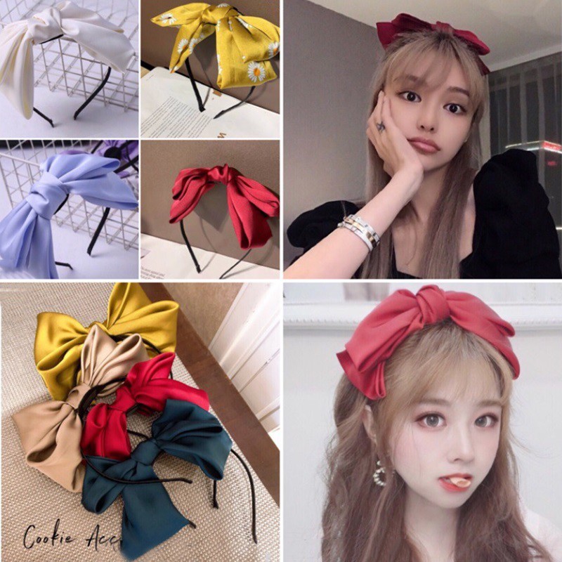 Cài tóc/ dây cột/ kẹp tóc nơ AY bản to nhiều màu sắc cho nữ