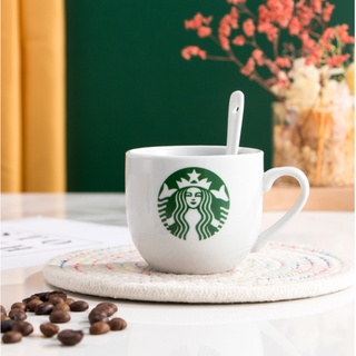 Cốc sứ kèm thìa 200ml biểu tượng Starbuck