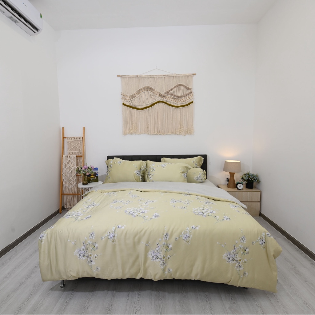 Bộ 5 món drap, áo gối NIN Tencel 800 - màu vàng nhạt Audora (không kèm mền)