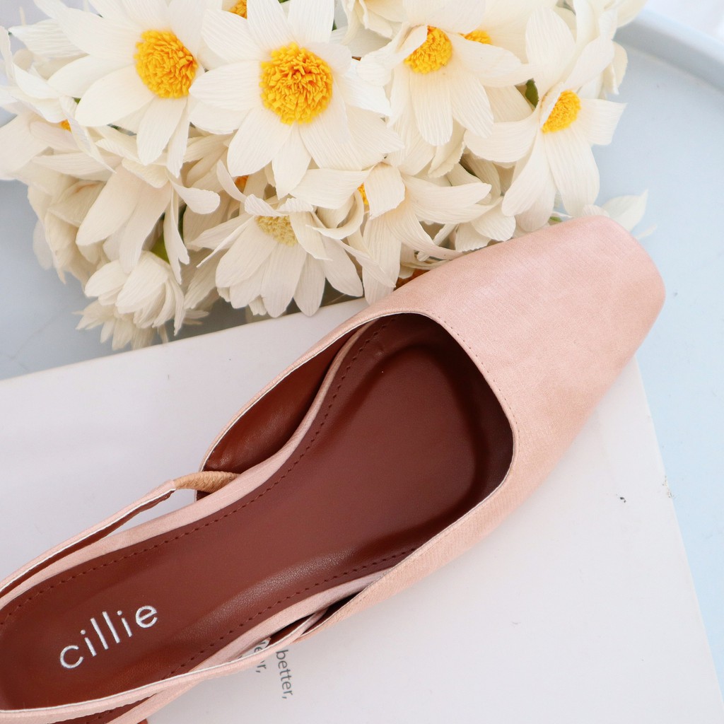 Giày sandal nữ thời trang bít mũi hở hậu gót xéo 3cm đi làm đi chơi Cillie 1062