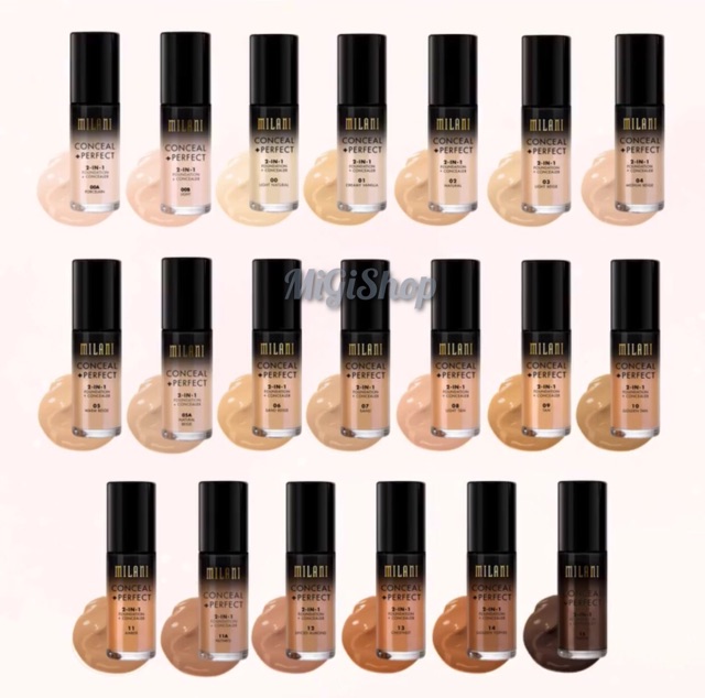 [Hàng Mỹ] Kem Nền Che Khuyết Điểm MILANI 2 In 1 Foundation + Concealer 30ml