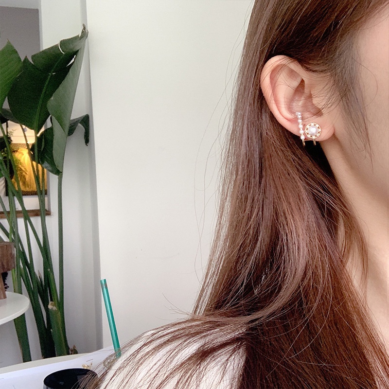 Khuyên Tai Kim Bạc Đính Ngọc Trai Phong Cách Hàn Quốc