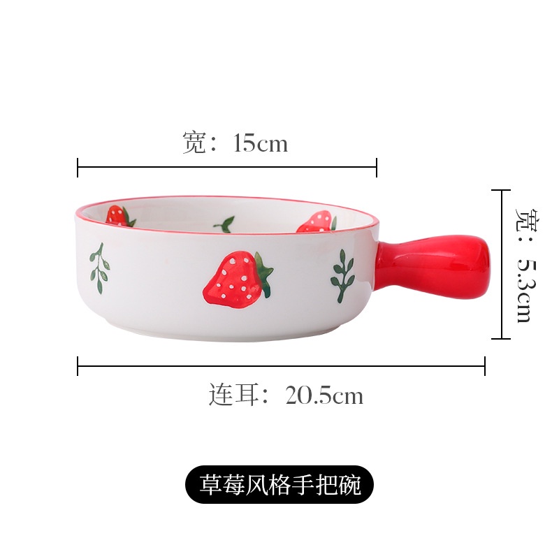 Bộ bát đĩa sứ khay sứ phong cách Bắc Âu dâu tây decor cao cấp trang trí bàn ăn