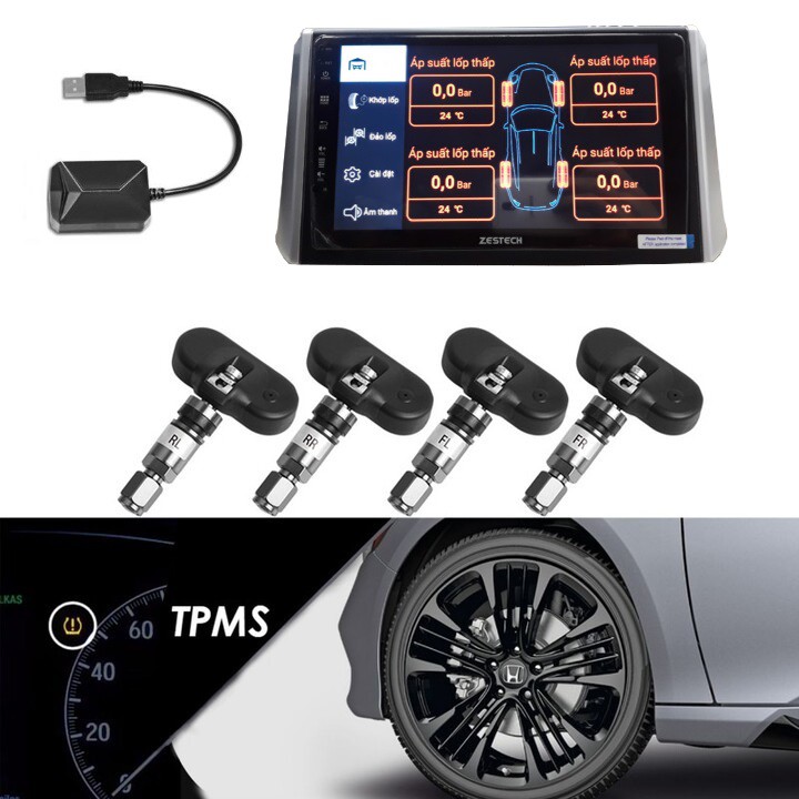Bộ cảm biến áp suất lốp trong TPMS dùng cho ô tô màn hình DVD Android - TNS601 (Bảo hành 1 NĂM)