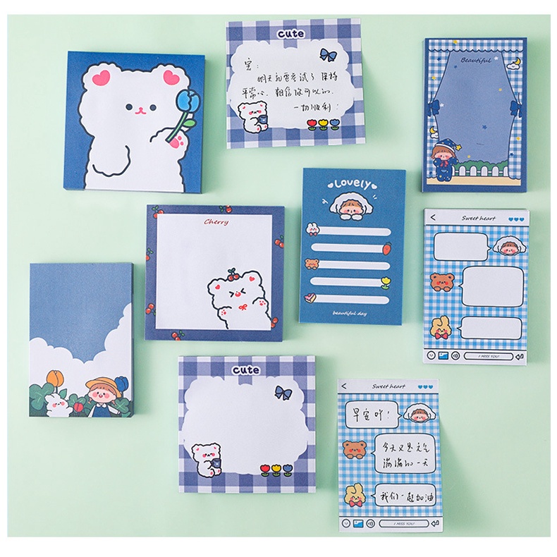 Giấy Note, Giấy Nhớ Ghi Chú Blue Bear Style Cao Cấp ANANStore