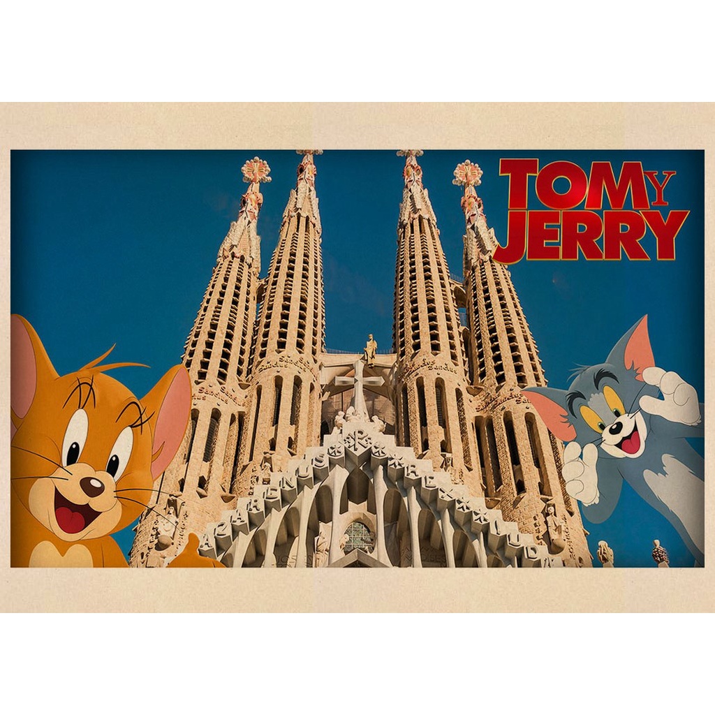 Sticker tom Và jerry Dán Tường Trang Trí Phong Cách Cổ Điển