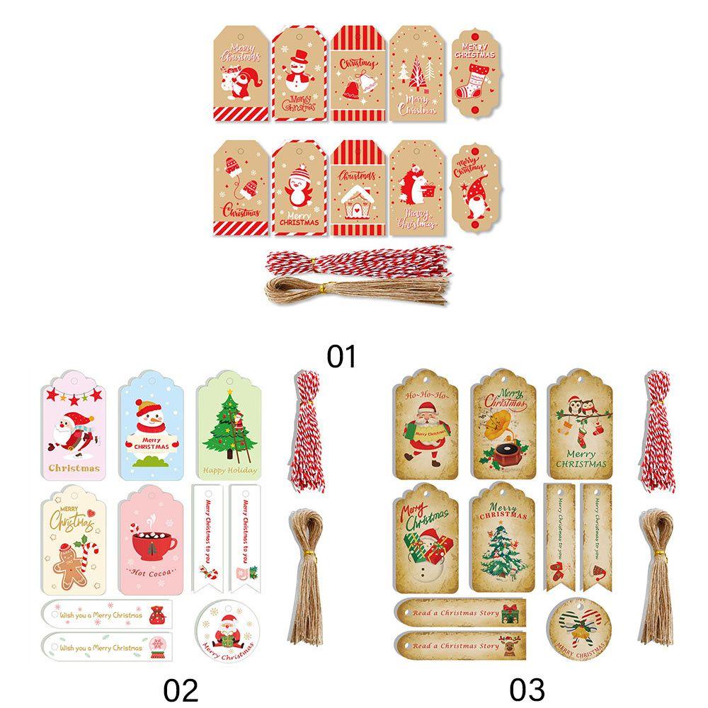 Set 100 Thẻ Giấy Kraft In Hình Ông Già Noel Trang Trí Giáng Sinh