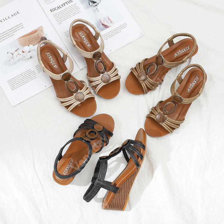 Giày sandal đế xuồng dày thời trang mùa hè thanh lịch cho nữ size 36-42