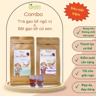 Trà gạo lứt ngũ vị và bột ngũ cốc gạo lứt củ sen OhaPi 500gr - Combo cân bằng dinh dưỡng