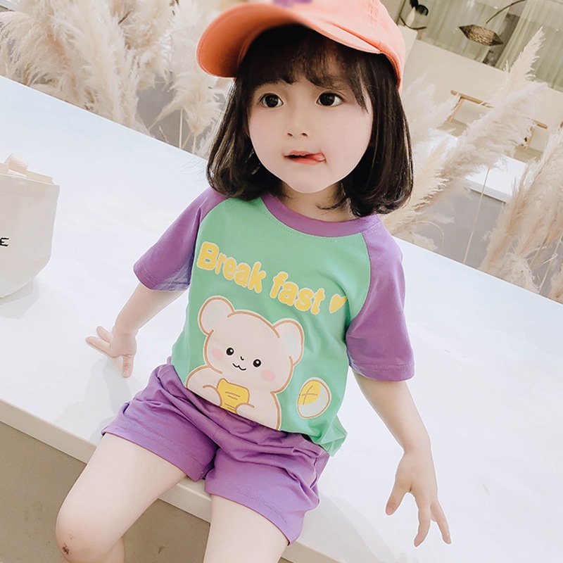 Áo Thun Tay Ngắn In Hoạ Tiết Dễ Thương Phong Cách Hàn Quốc Dành Cho Bé Gái