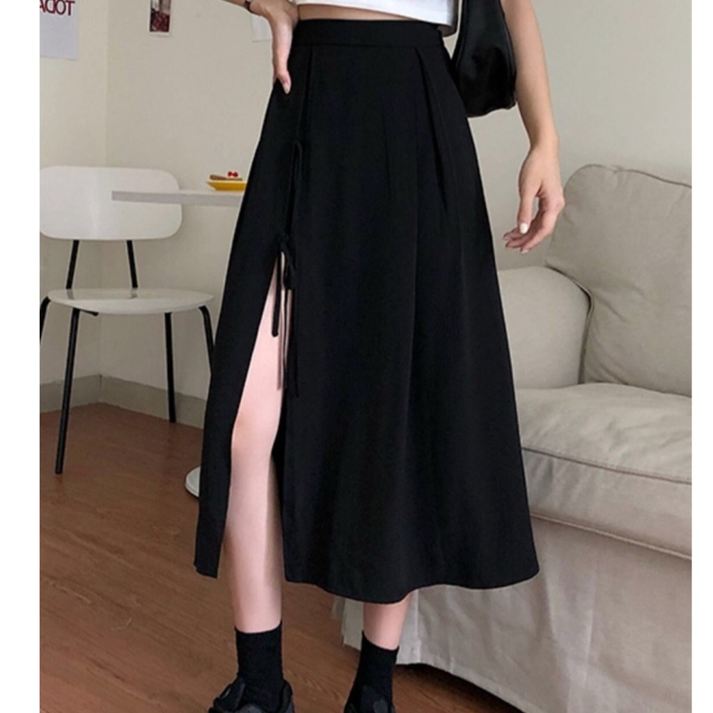 [Mã FAMAYWA giảm 10K đơn 50K] Chân Váy Nữ Midi Xẻ Đen Dáng Xòe Dài Siêu Chất CV08 | BigBuy360 - bigbuy360.vn