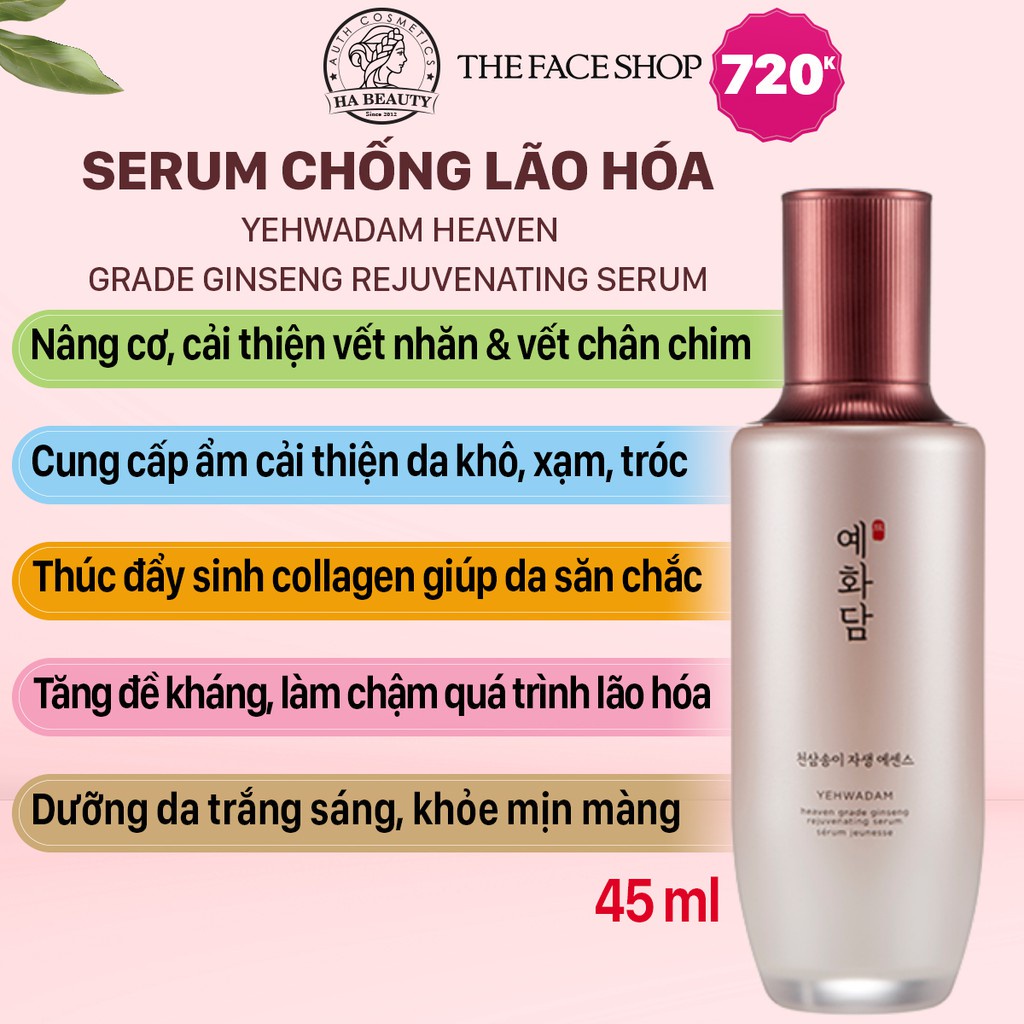 Serum dưỡng ẩm chống lão hóa dưỡng trắng da nếp nhăn The Face Shop Yehwadam Heaven Grade Ginseng Rejuvenating Serum 45ml