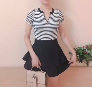 Áo len kẻ khoá ngực . Sỉ 85k