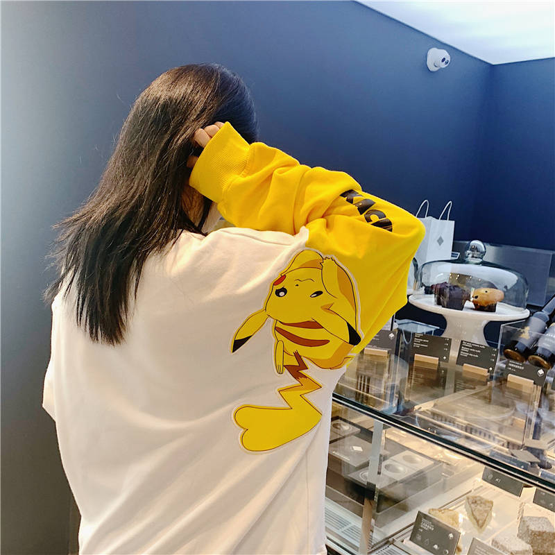 Pokemon pikachu print long sleeve Sweatshirts INS Korean style loose women casual clothes | BigBuy360 - bigbuy360.vn