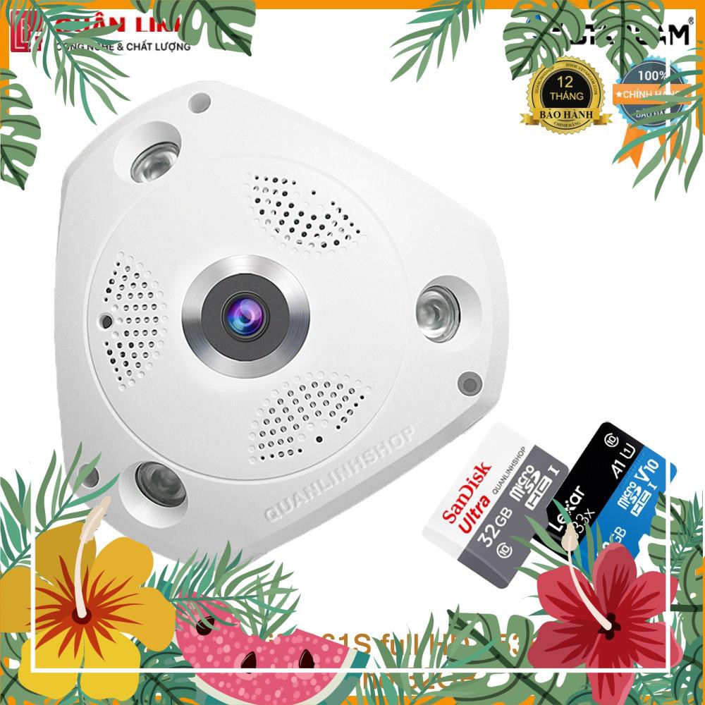 Camera Wifi IP Vstarcam C61s Full HD 1536P ốp trần, góc rộng 360 độ kèm thẻ 32GB