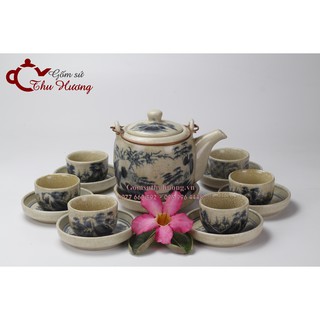 Bộ ấm chén men rạn giả cổ_Bộ bình trà Bát Tràng dáng Vại