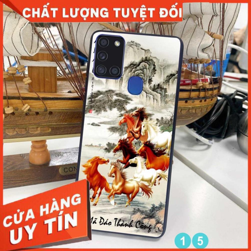 Ốp lưng in kính cường lực 3D đẹp, sắc nét họa tiết hình rồng vàng quyền lực cho điện thoại samsung A21s - M21 -  M30s