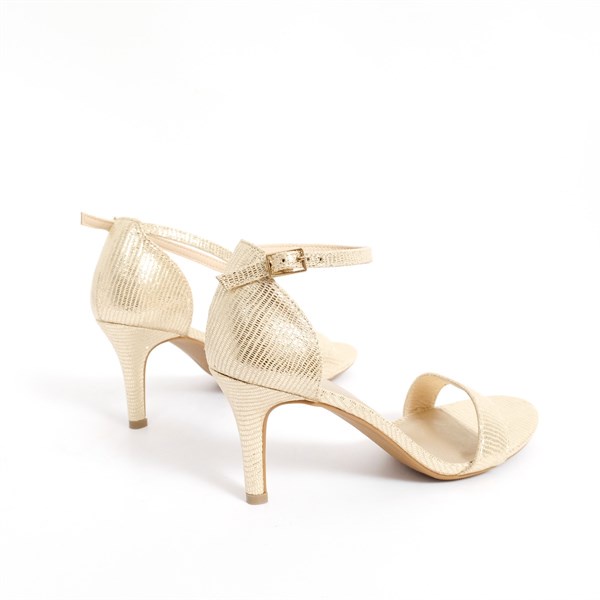 [Joiehom] Sandal cao gót quai ngang phủ nhũ vàng