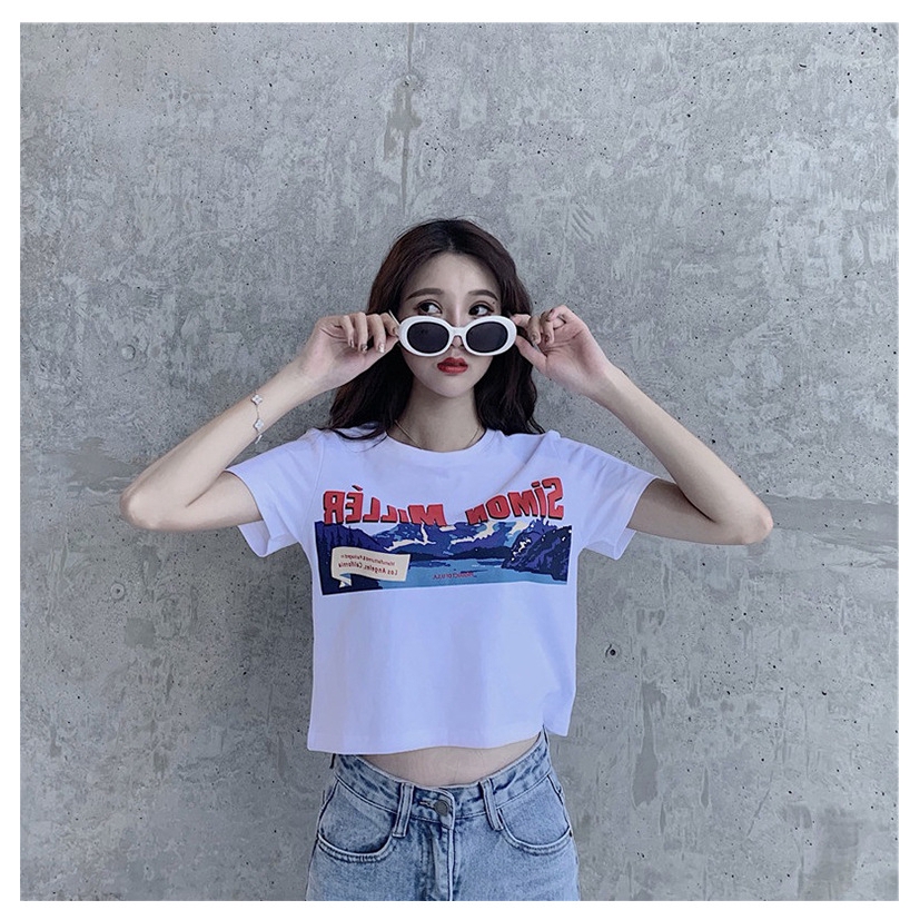 Áo Thun Tay Ngắn Màu Trắng Thời Trang Phương Tây