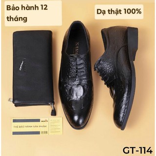 GIÀY TÂY NAM CÔNG SỞ CAO CẤP - GIÀY DA BÒ DẬP VÂN CÁ SẤU CỰC CHẤT BẢO HÀNH 12 THÁNG - GT-114