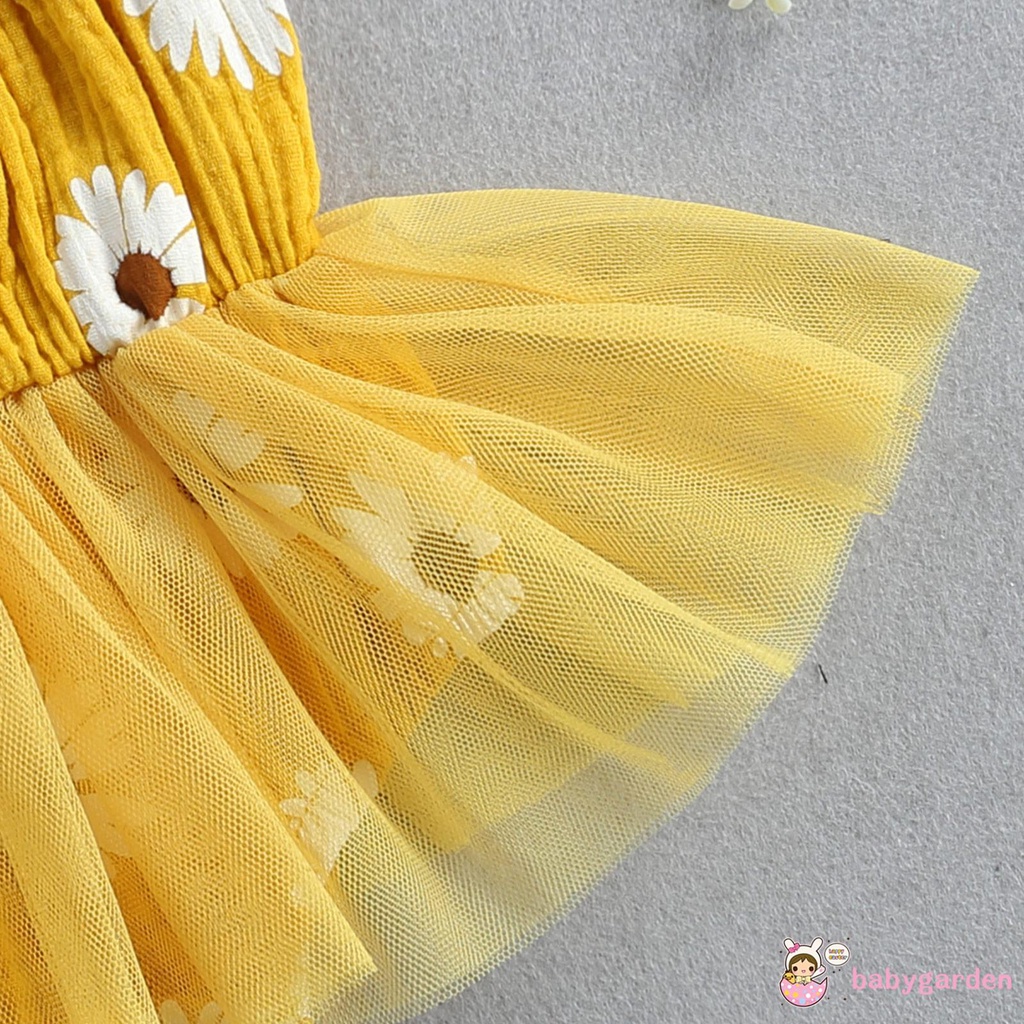 Bộ Áo Liền Quần Họa Tiết Hoa Cúc Cho Bé Gái