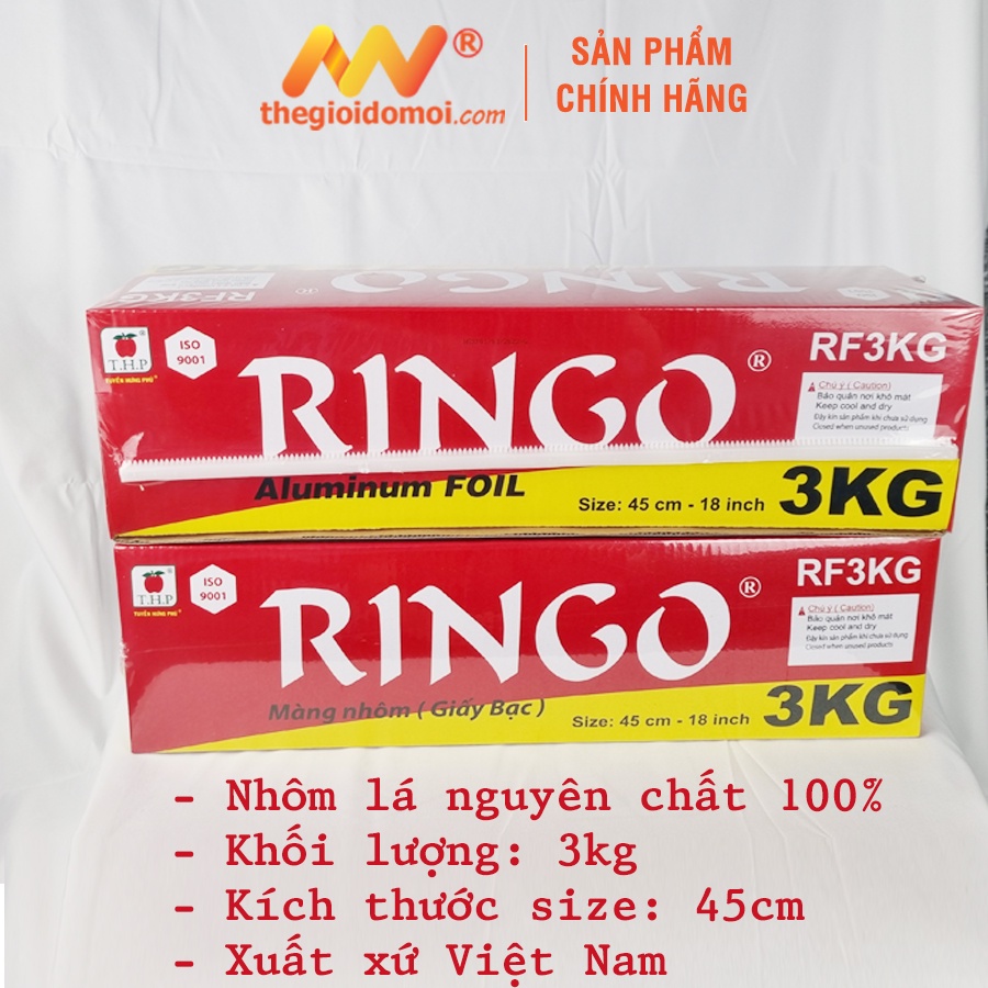 Giấy Bạc Nướng RINGO cao cấp - Màng Nhôm Nướng Cuộn Lớn 3kg Nướng Thực Phẩm, Giữ Nhiệt, Bánh, BBQ,Cá,nồi chiên không dầu