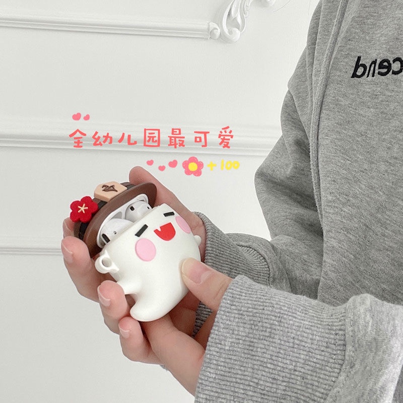 Genshin Impact HuTao Ghost Doll Hot Silicone Case cho Apple Airpods 1/2 / 3 Pro Vỏ bảo vệ Tai nghe Vỏ đựng tai nghe