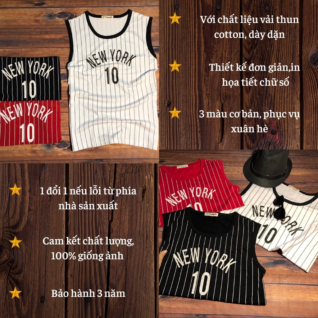 Áo Thun Ba Lỗ Nam H&H-TBL08 - Áo Tank Top In Số 10 Chất Thun Cotton Co Dãn -3 Màu