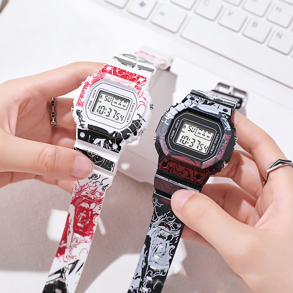 Đồng hồ thể thao unisex chống thấm nước chống sốc có đèn LED phong cách phim ONE PIECE