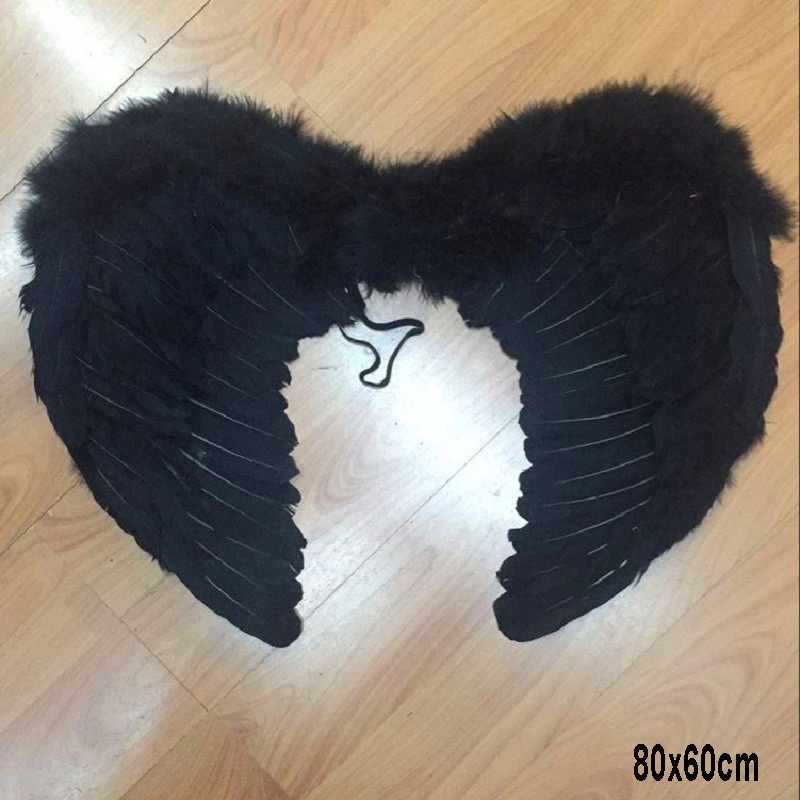 Đôi Màu Đen Cánh thiên thần cosplay màu trắng