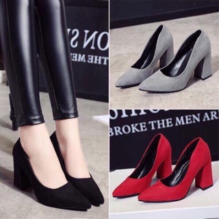 Giày da lộn gót trụ 5p, 7p size 36