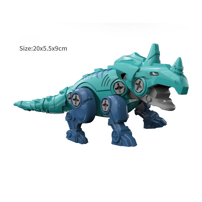 Bộ đồ chơi lắp ráp robot khủng long 5 con trong 1 hộp đựng bằng giấy, kèm tô vít, chất liệu nhựa ABS an toàn