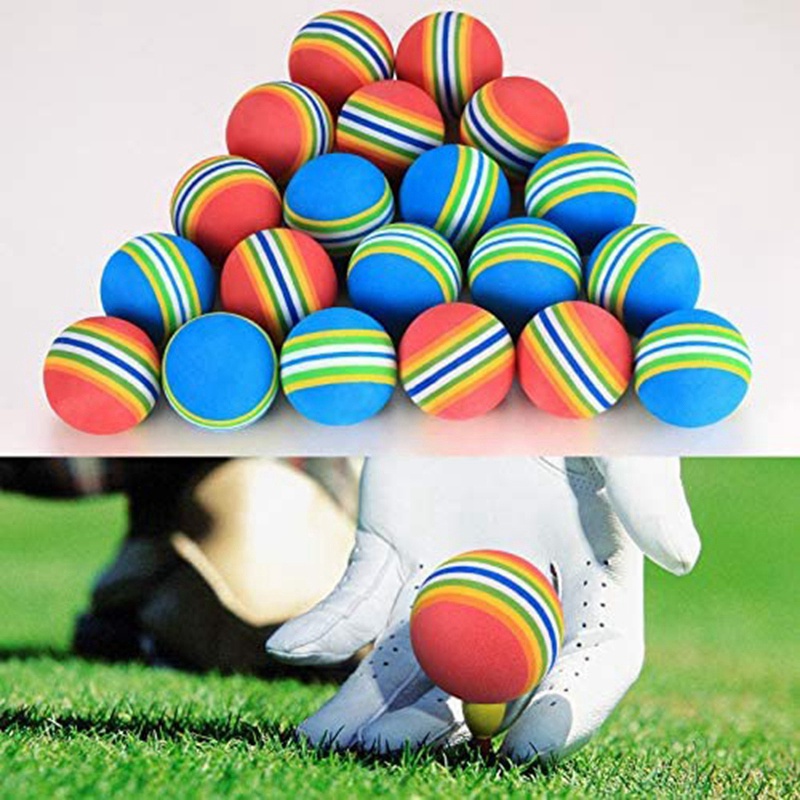 Set 20 Quả Bóng Golf Bằng Xốp Mềm Màu Cầu Vồng Dùng Để Luyện Tập Trong Nhà / Ngoài Trời