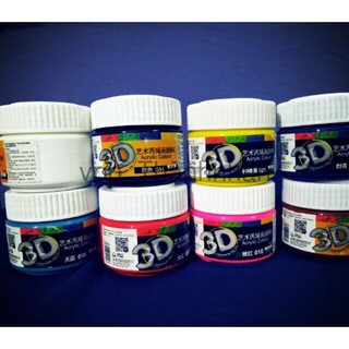 Bộ 12 Màu Acrylic 3D Cơ Bản, Màu vẽ tường vẽ vải (100ml)